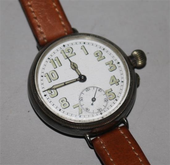 An early 20th century silver Borgel cased manual wind wrist watch.